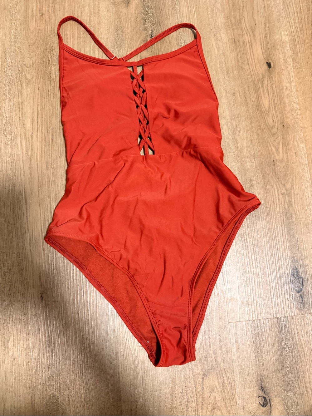Red Crisscross Front One-Piece Swimsuit